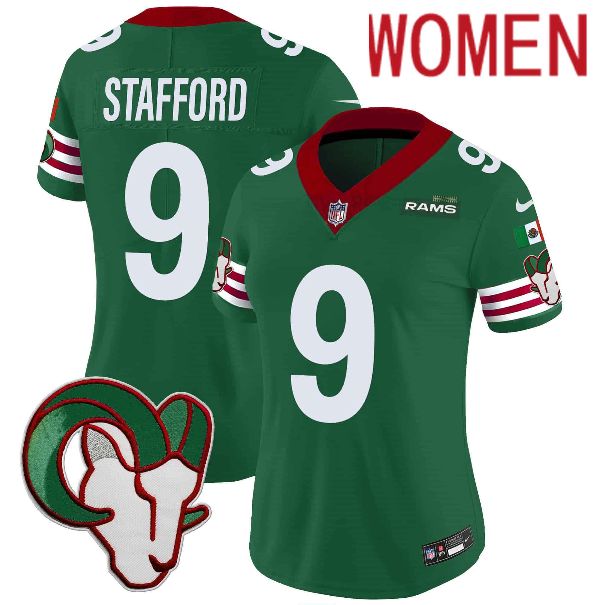 Women Los Angeles Rams #9 Stafford Green 2024 Nike Mexico Vapor Limited NFL Jersey->women nfl jersey->Women Jersey
